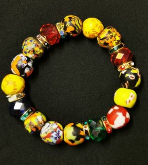 Glass Bead Stretch Bracelet (Multi Colour)