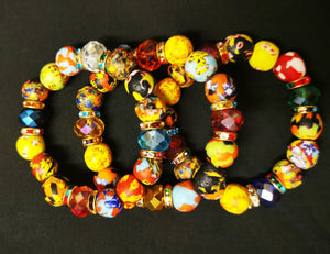 Glass Bead Stretch Bracelet (Multi Colour)