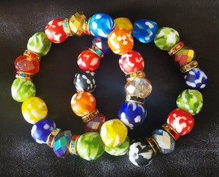 Candy - Glass Bead Stretch Bracelet (Multi Colour)